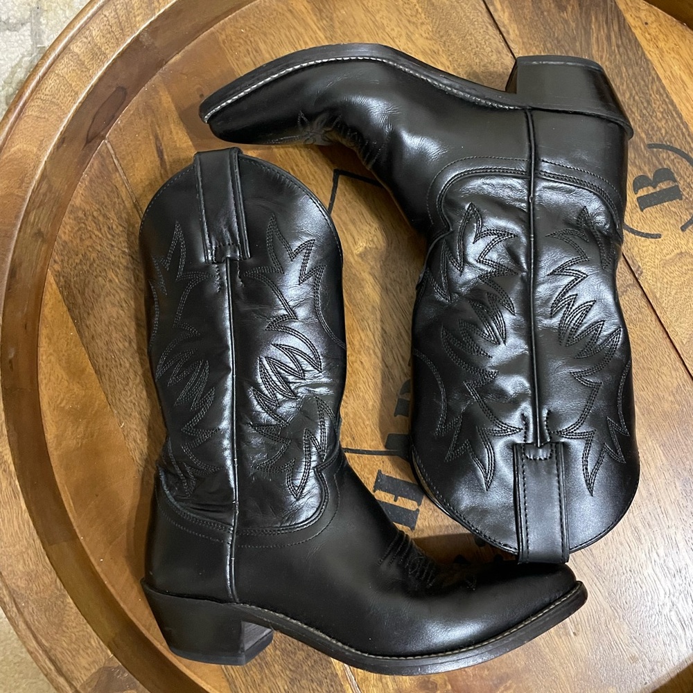 JUSTIN Womens Black On Black Cowboy Western Boots Size 6.5
